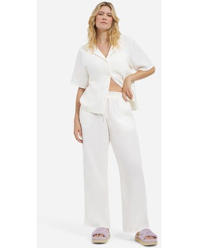 UGG Pantalon large Karrie pour femme | UE in Nimbus, Taille L, Coton - Blanc