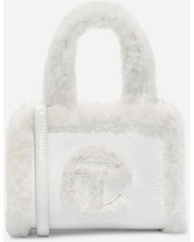 UGG ® X Telfar Small Shopper Crinkle Leather/sheepskin Handbags - White