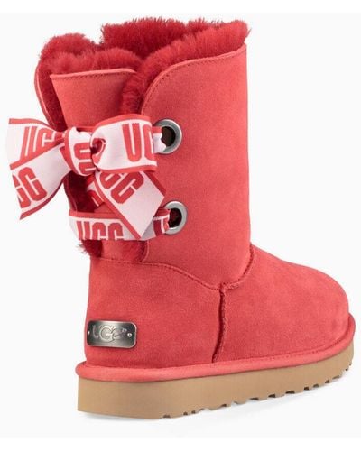 UGG Customizable Bailey Bow Short Boot - Red