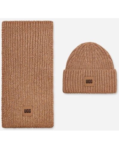 UGG Chunky Rib Knit Chapeaux pour in Beige, Taille O/S, Autre - Marron