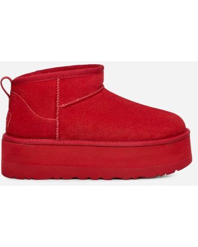 UGG ® Classic Ultra Mini Platform Suede Classic Boots - Red