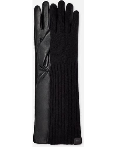 UGG ® Gebreide Handschoen Met Leer - Zwart
