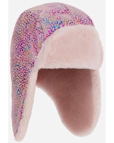 UGG ® Toddlers' Sparkle Dot Sheepskin Trapper Hats - Pink