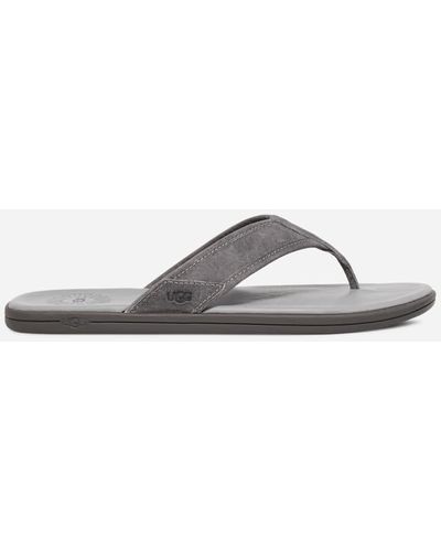 UGG Sandale de style tong Seaside en cuir pour homme | UE in Medium Grey, Taille 39.5 - Noir