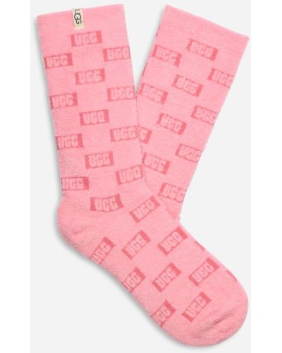 UGG ® Leslie Graphic Crew Sock Nylon Socks - Pink