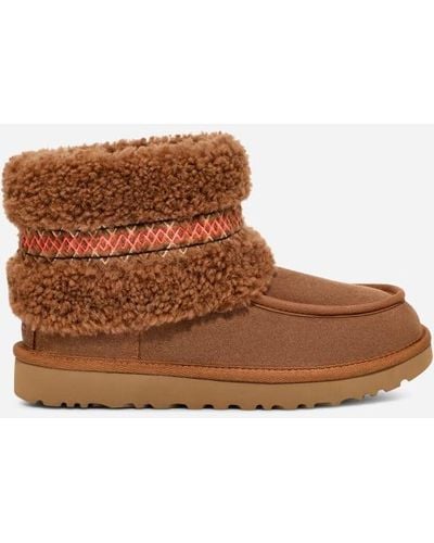 UGG ® Mini ®braid Sheepskin/suede Classic Boots - Brown