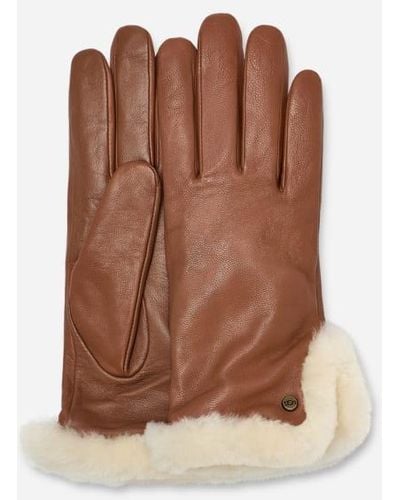 UGG Leather Sheepskin Vent Glove Gloves - Brown