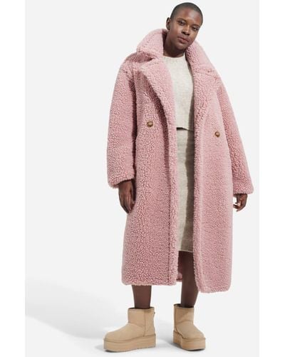 UGG ® Gertrude Long Teddy Coat Faux Fur - Pink