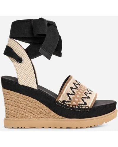 UGG ® Abbot Ankle Wrap Canvas/textile Dress Shoes|sandals - Black