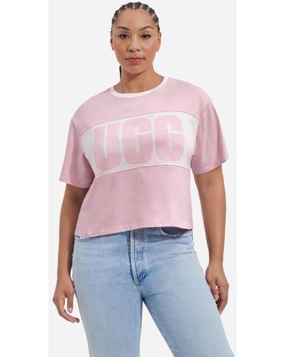 UGG T-shirt color block à logo Jordene pour in Dusty Lilac, Taille M, Coton - Rouge