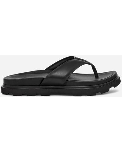 UGG ® Capitola Flip Leather Sandals - Black