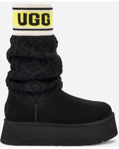 UGG ® Classic Sweater Letter Knit Classic Boots - Black