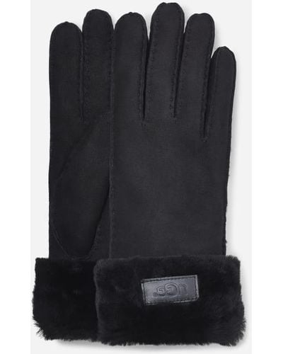 UGG Turn Cuff Shearling Gloves - Black