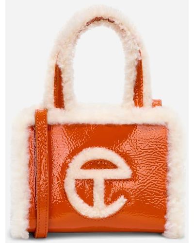UGG ® X Telfar Small Shopper Crinkle Leather/sheepskin Handbags - Orange