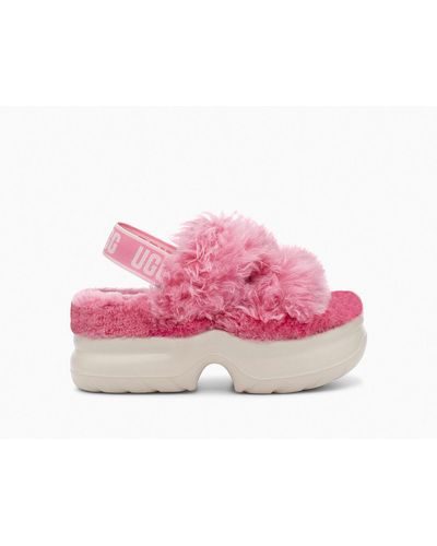 UGG Fluff Sugar Platform Sandals - Pink