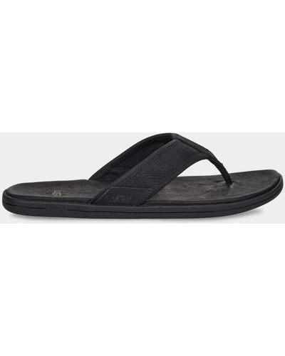 UGG Seaside Leather Flip - Flops - Black