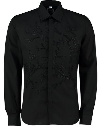 U.Mi-1 Slim-fit Embroidery Tree Shirt - Black