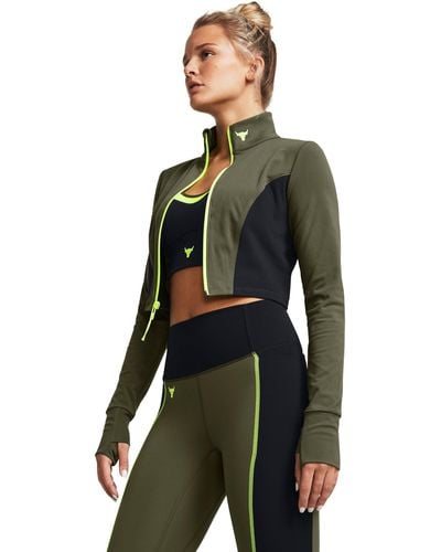 Under Armour Project Rock Lets Go Crop Full-zip - Green