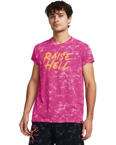 Under Armour Project rock raise hell t-shirt mit flügelärmeln für astro - Pink