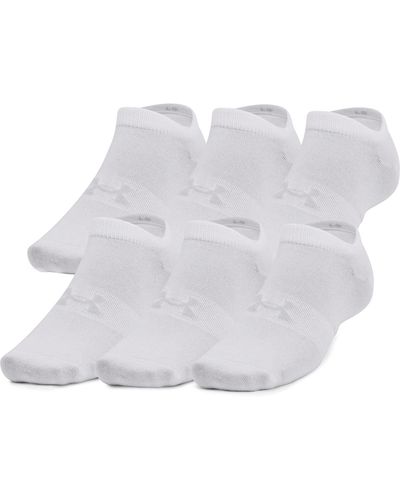 Under Armour Ua Essential No Show Socks 6 Pairs - White