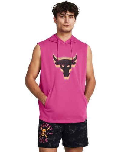 Under Armour Project Rock Fleece Payoff Sleeveless Hoodie - Pink