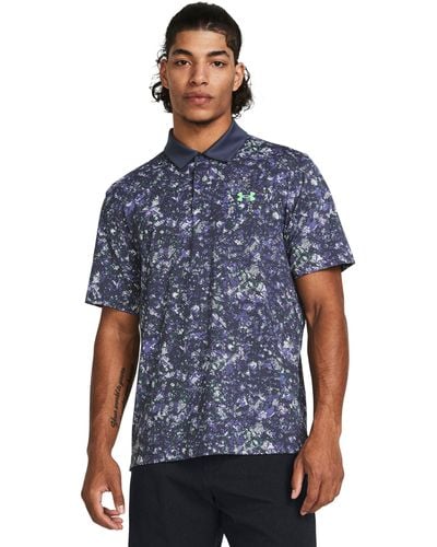 Under Armour Tee To Green Printed Polo - Blue