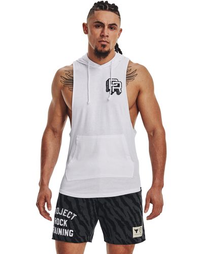Under Armour Project Rock Training Sleeveless Hoodie - White