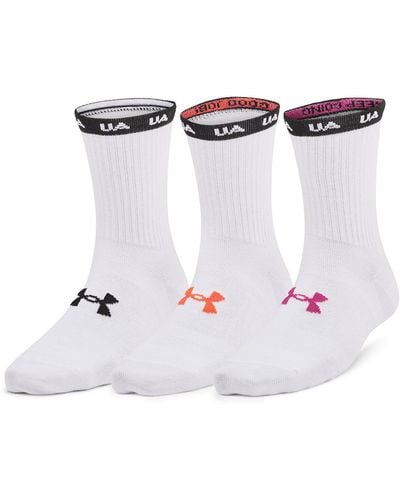 Under Armour Essential 3-pack Mid Crew Socks - White