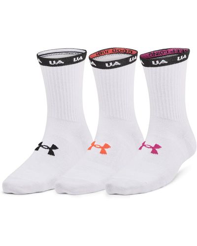Under Armour Essential 3-pack Mid Crew Socks - White