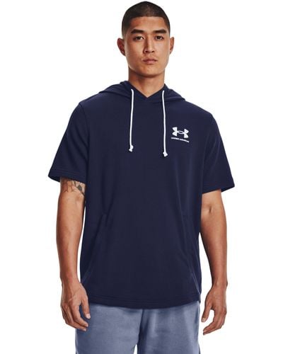 Under Armour Rival Terry Short Sleeve Hoodie - Blue