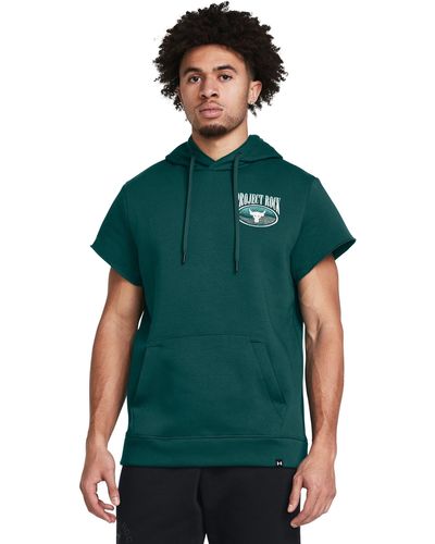 Under Armour Sudadera de tejido fleece con capucha de manga corta project rock essential - Verde