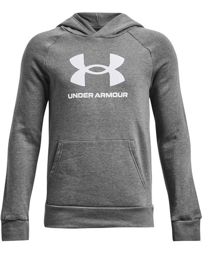 Under Armour Rival fleece-hoodie mit großem logo für jungen - Grau