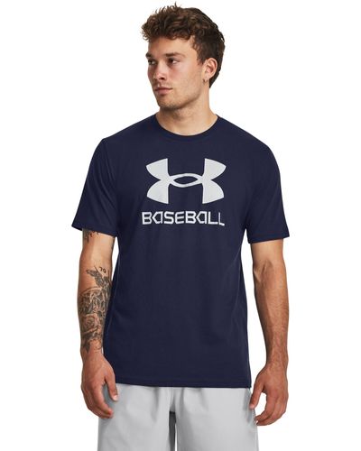 Under Armour Ua Baseball Icon Logo Short Sleeve - Blue