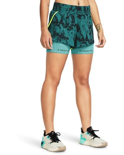 Under Armour Project Rock Leg Day Flex Printed Shorts - Blue