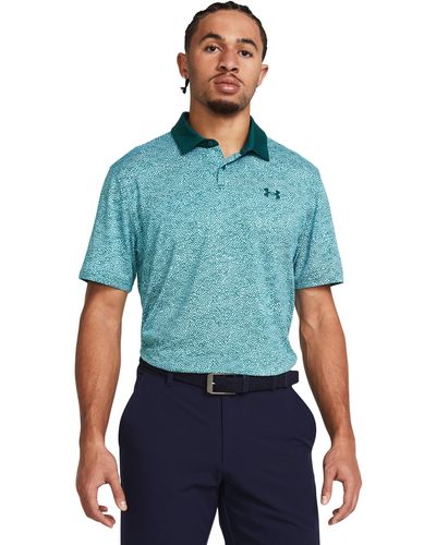 Under Armour Tee To Green Printed Polo - Blue