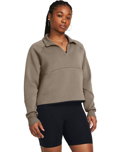 Under Armour Unstoppable Fleece Rugby Crop - Brown