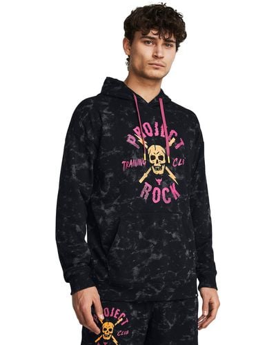 Under Armour Project Rock Rival Terry Printed Hoodie - Blue