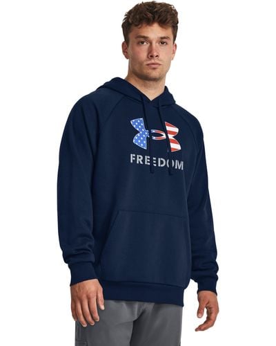 Under Armour Ua Freedom Rival Fleece Big Flag Logo Hoodie - Blue