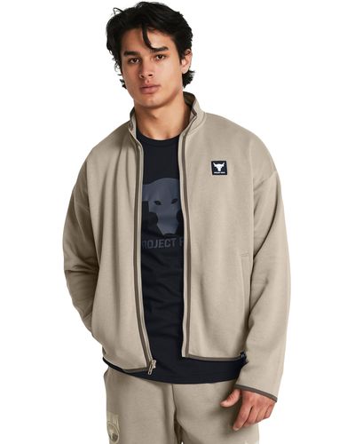 Under Armour Project rock jacke aus essential fleece mit durchgehendem zip für timberwolf taupe / schwarz l - Grau