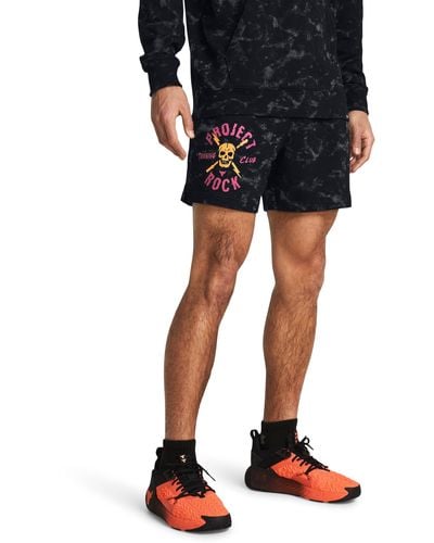 Under Armour Project Rock Rival Terry Printed Shorts - Black