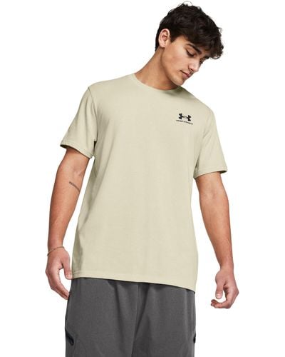 Under Armour Logo Embroidered Heavyweight Short Sleeve - Natural