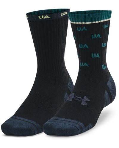 Under Armour Performance Cotton 2 Pack Mid-crew Socks - Blue