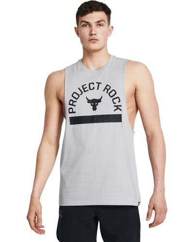 Under Armour Herenshirt Project Rock Payoff Graphic Zonder Mouwen - Wit