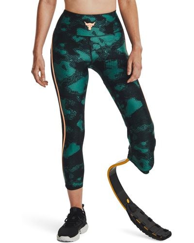 Under Armour Project rock heatgear® ankle-leggings mit aufdruck für coastal teal / orange tropic / orange tropic xl - Grün