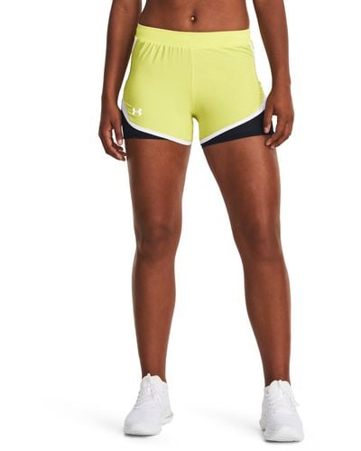 Under Armour Damesshorts Fly-by 2.0 2-in-1 - Geel
