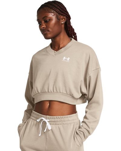 Under Armour Rival Terry Oversized Crop Crew - Brown