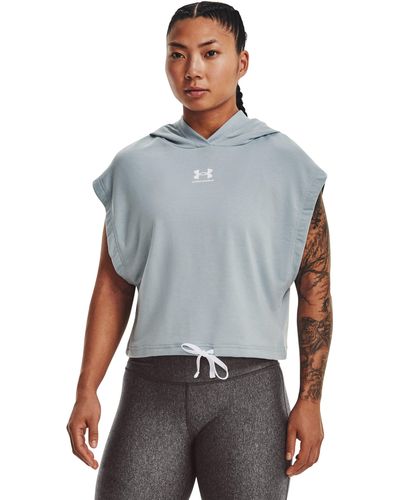 Under Armour Rival Terry Short Sleeve Hoodie - Blue