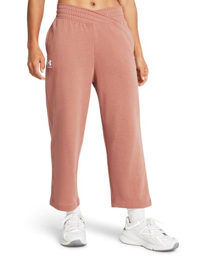 Under Armour Pantaloni rival terry wide leg crop - Rosso