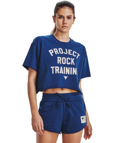 Under Armour Project Rock Rival Terry Short Sleeve - Blue