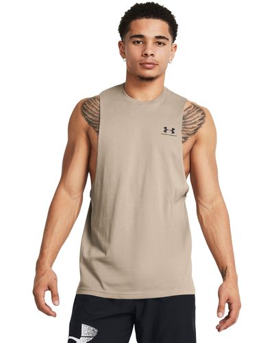 Under Armour Ua Sportstyle Left Chest Cut-off Tank - White